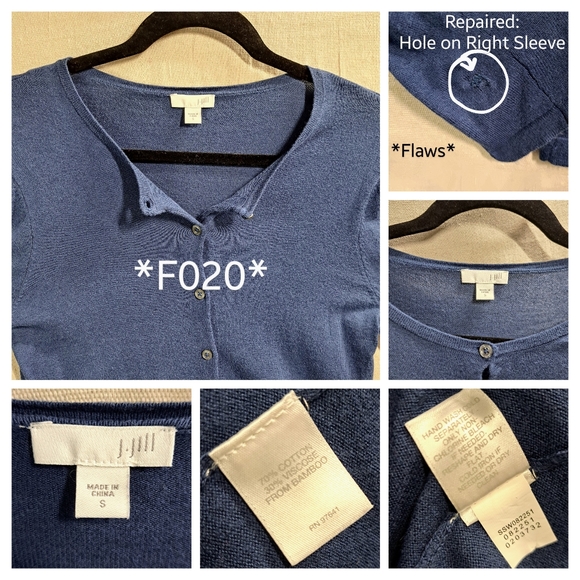 J.Jill Women Small Blue Cotton Bamboo Viscose Long Sleeve Button Up Cardigan - Picture 9 of 9